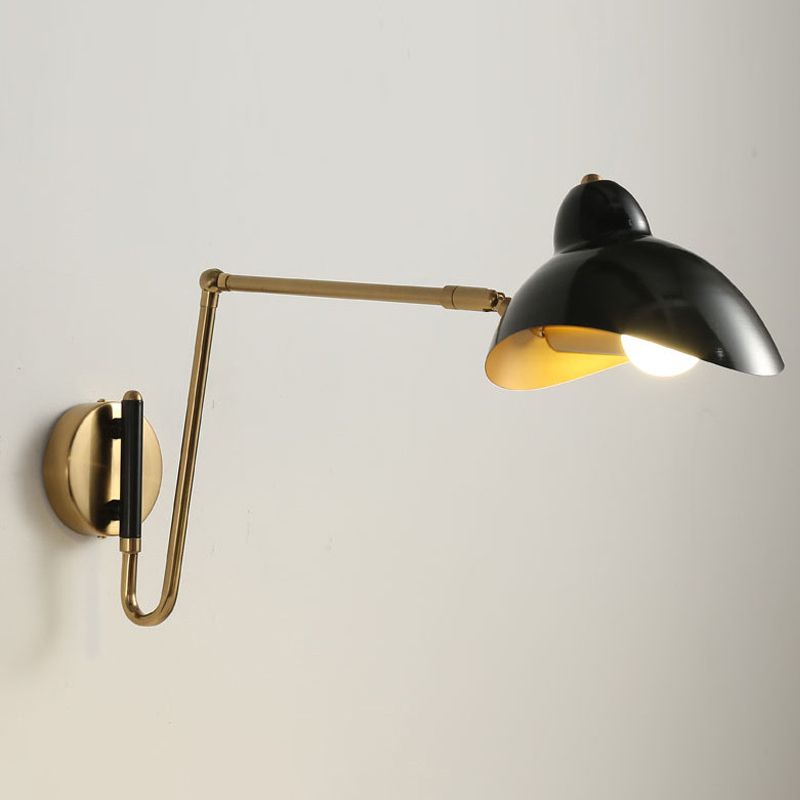 Epoch Industrial Swing Arm Vanity Wall Lamp, Black/Gold