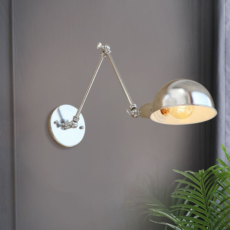 Epoch Wall Lamp Dome Minimalist, Adjustable Metal, Silver, Bedroom