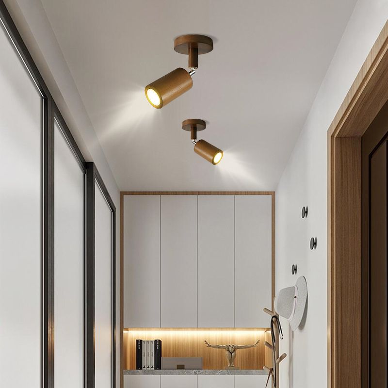 Muto Modern LED Adjustable Ceiling Spotlight, Wood