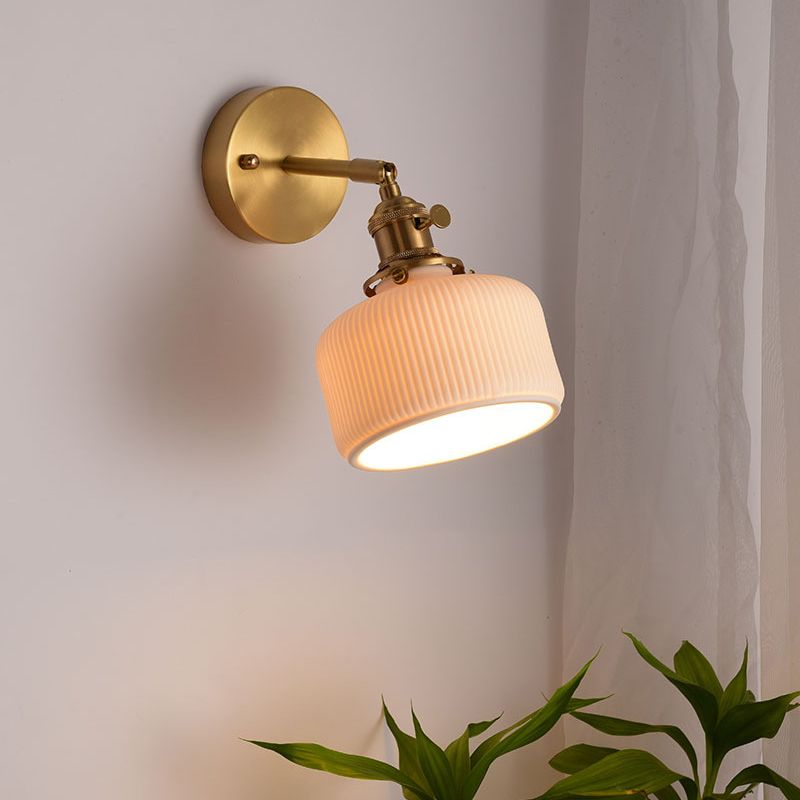 Arisha Vintage Column Ceramic Vanity Light, White, Bedroom