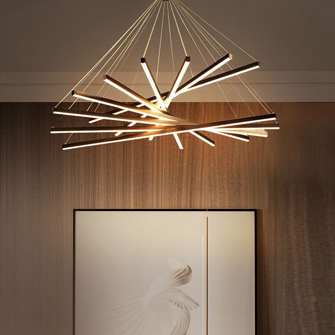 Arisha Minimalist Linear Metal Pendant Light, Living Room, Black
