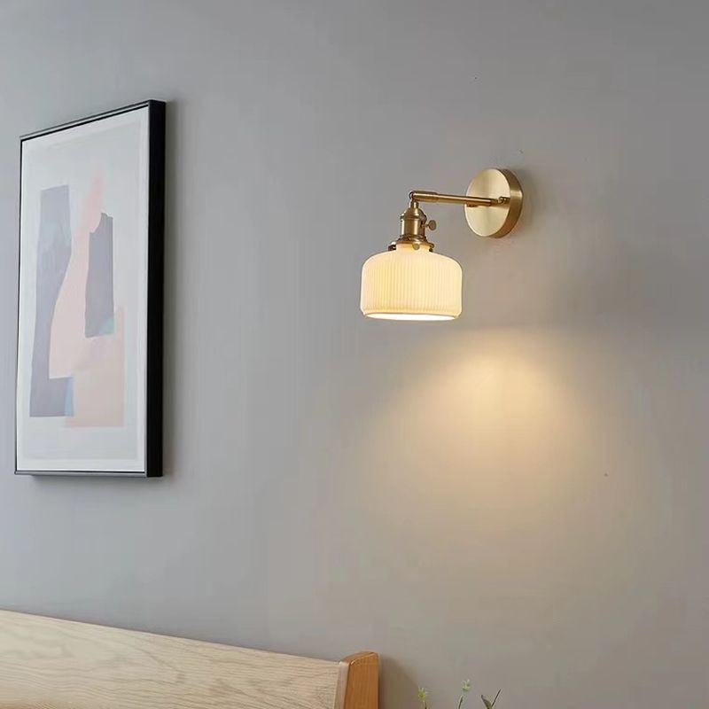Arisha Vintage Column Ceramic Vanity Light, White, Bedroom