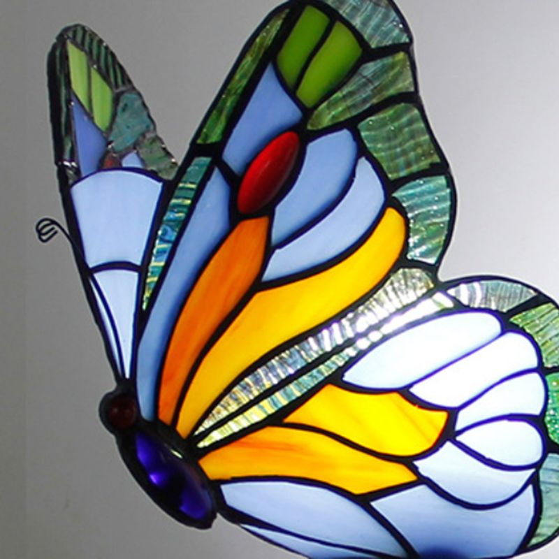Arisha Artistic Butterfly Metal/Glass Lamps Wall, Red/Blue/Multi-Color/Light Blue