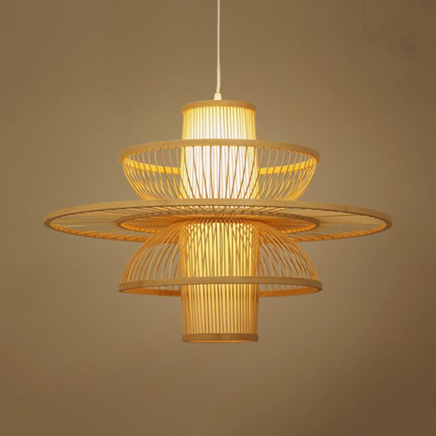 Muto Lotus-Shaped Rattan Pendant Light