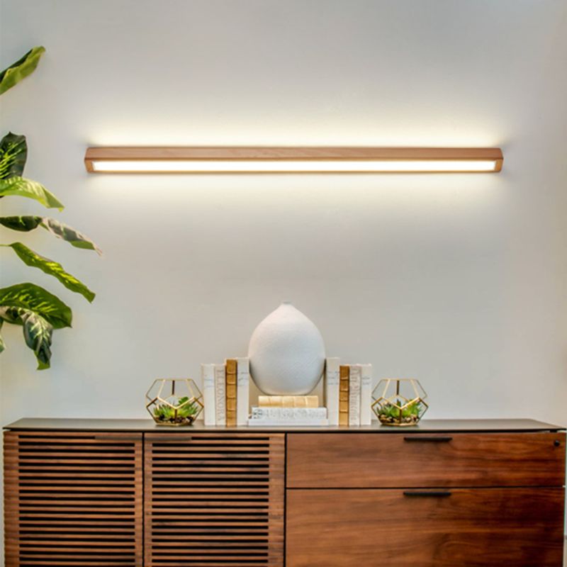 Muto Linear Mirror Wooden Front Vanity Wall Lamp