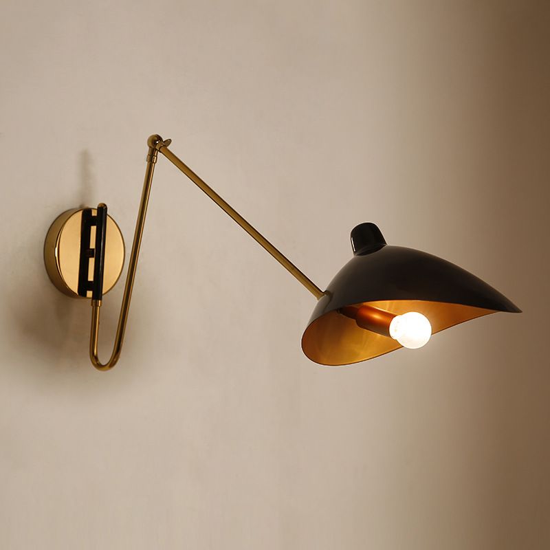 Epoch Industrial Swing Arm Vanity Wall Lamp, Black/Gold