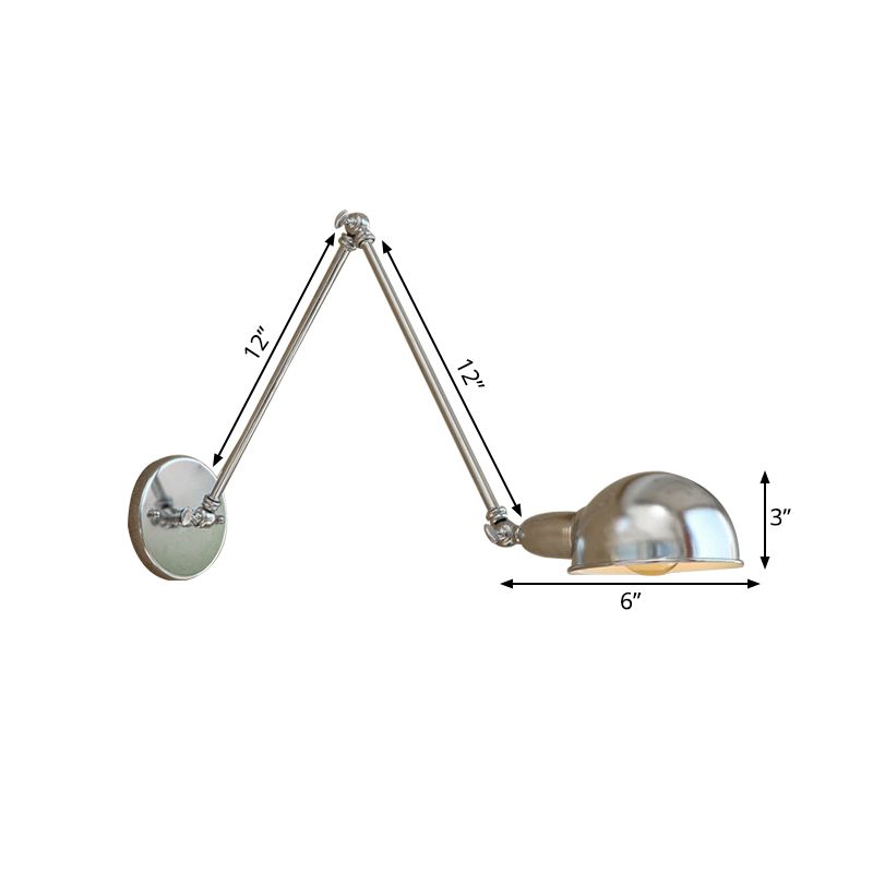 Epoch Wall Lamp Dome Minimalist, Adjustable Metal, Silver, Bedroom