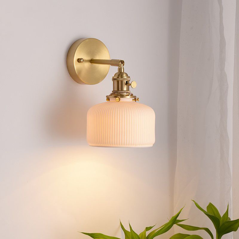 Arisha Vintage Column Ceramic Vanity Light, White, Bedroom
