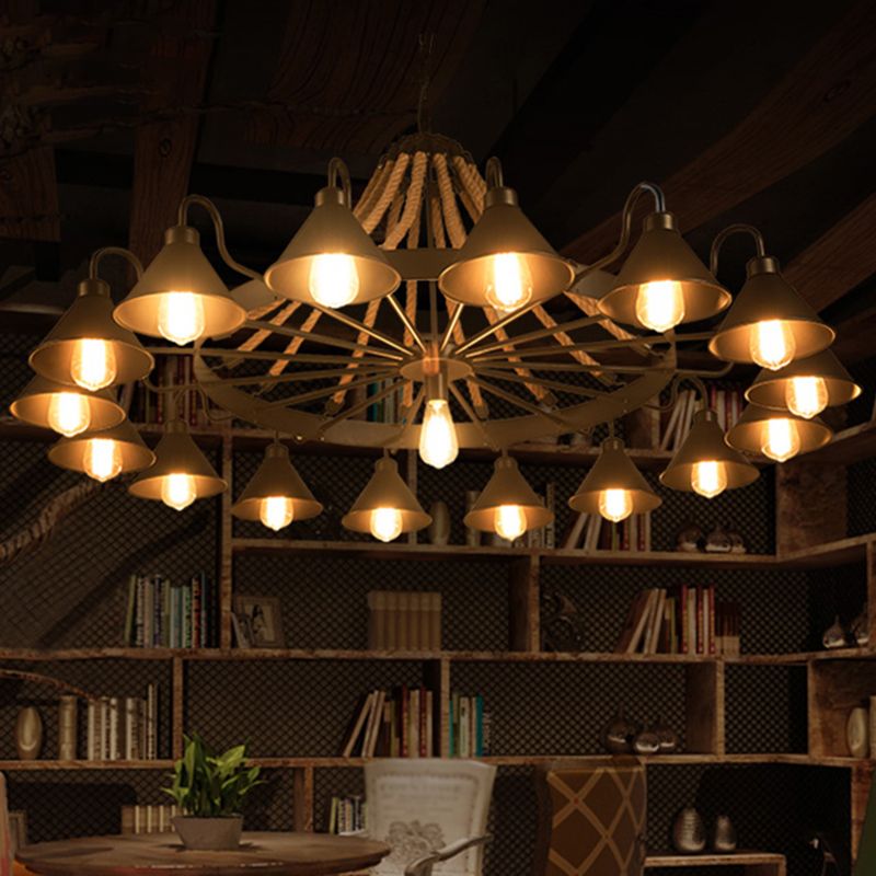Epoch Vintage Industrial Rope Chandelier Living Room