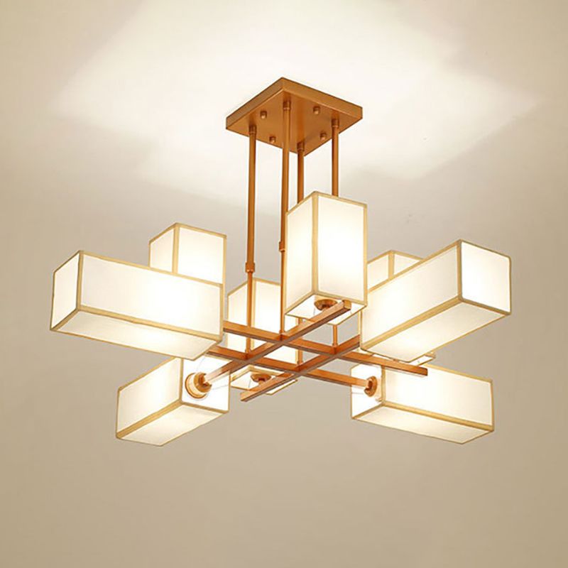 Arisha Pendant Light Square Retro, Metal/Fabric, Black/Gold, Living Room
