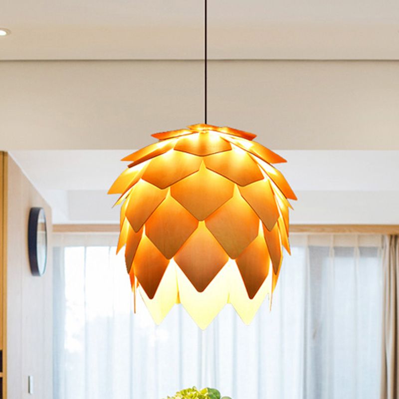 Muto Designer Pinecone Shape Wood Pendant Light