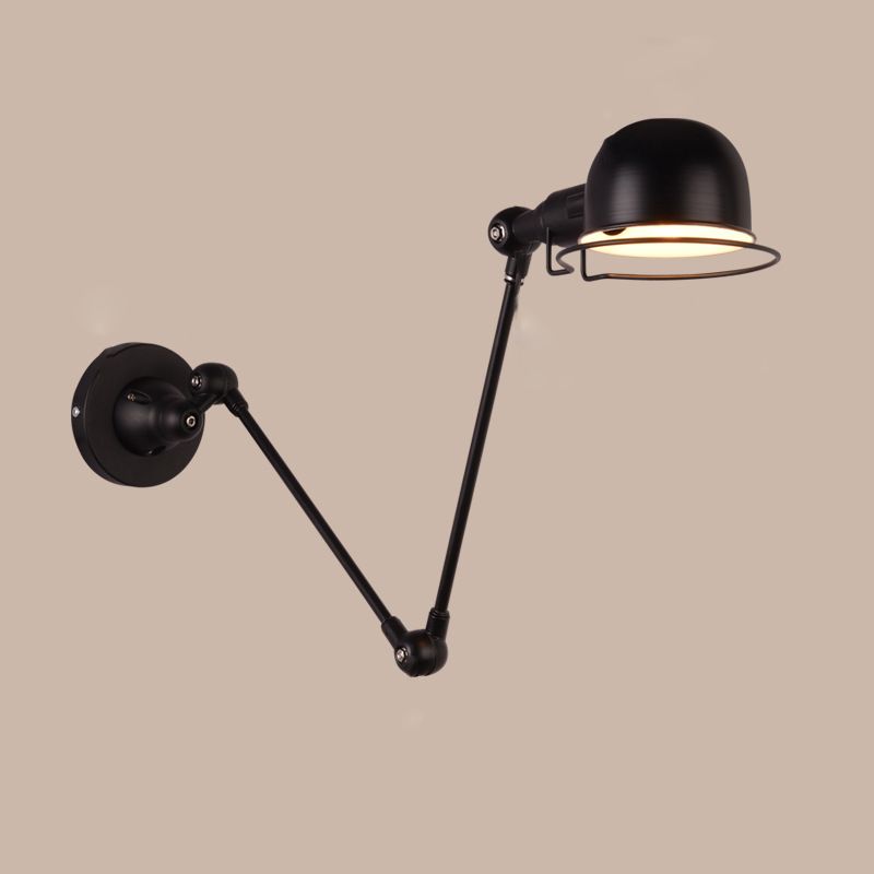 Epoch Wall Lamp Dome Modern, Metal Arm Adjustable, Black/White, Bedroom