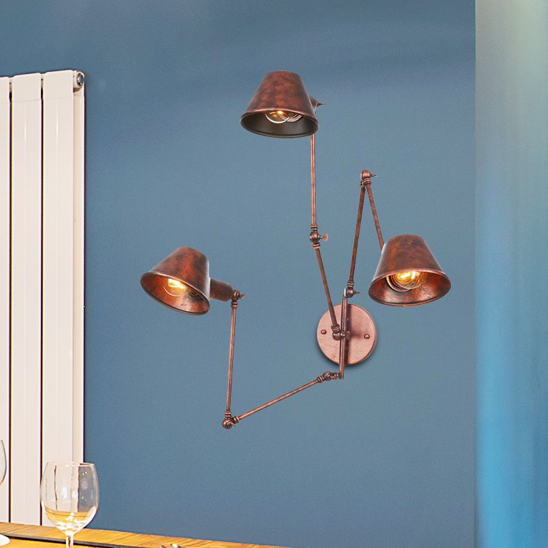 Epoch Vintage Adjustable Metal Wall Lamp, Black/Rust, Bedroom