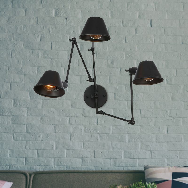 Epoch Vintage Adjustable Metal Wall Lamp, Black/Rust, Bedroom