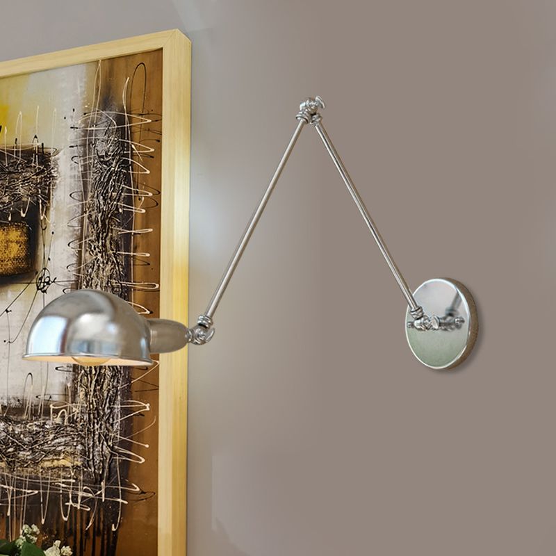 Epoch Wall Lamp Dome Minimalist, Adjustable Metal, Silver, Bedroom