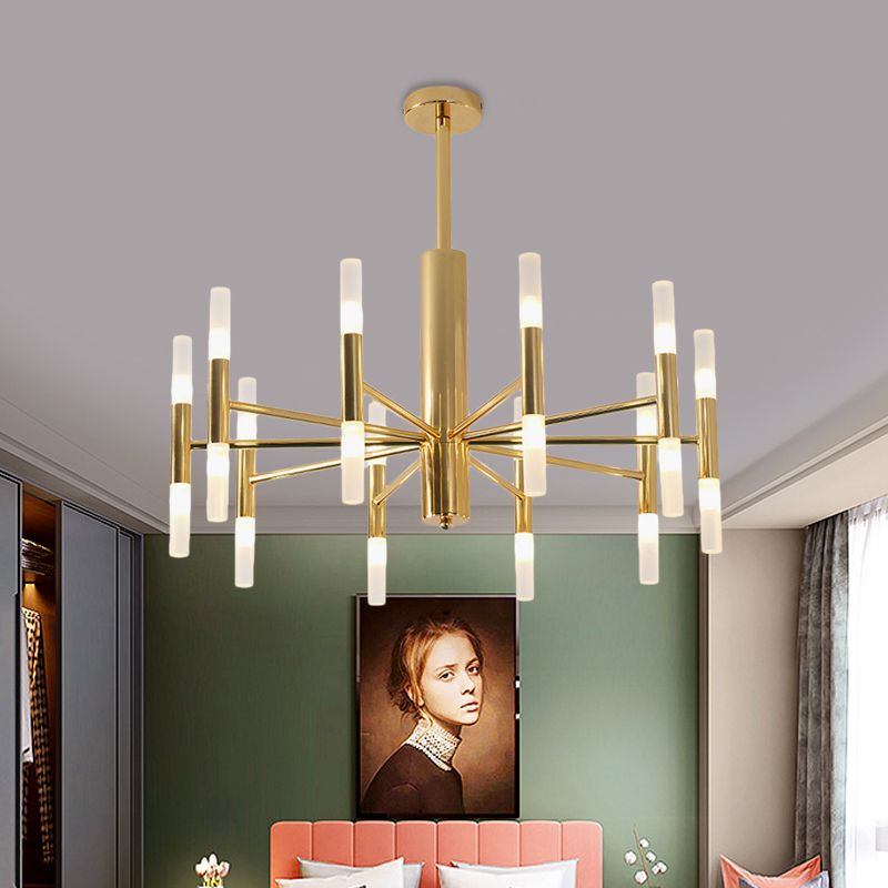 Kristy Modern Cylindrical Metal Chandelier, Gold