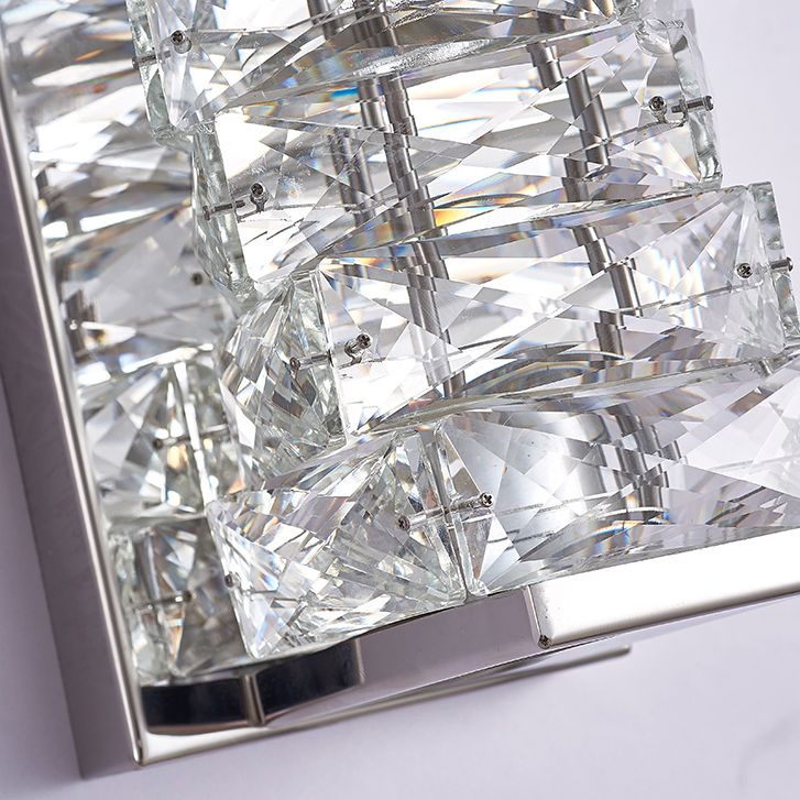 Kristy Modern Rectangular Vanity Metal Crystal LED Wall Lamp