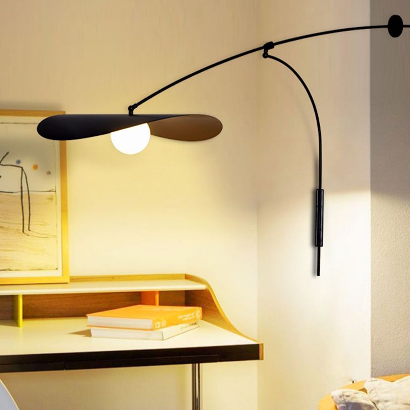 Arisha Arc Wall Lamp, Metal/Glass, Black/Gold, Bedroom