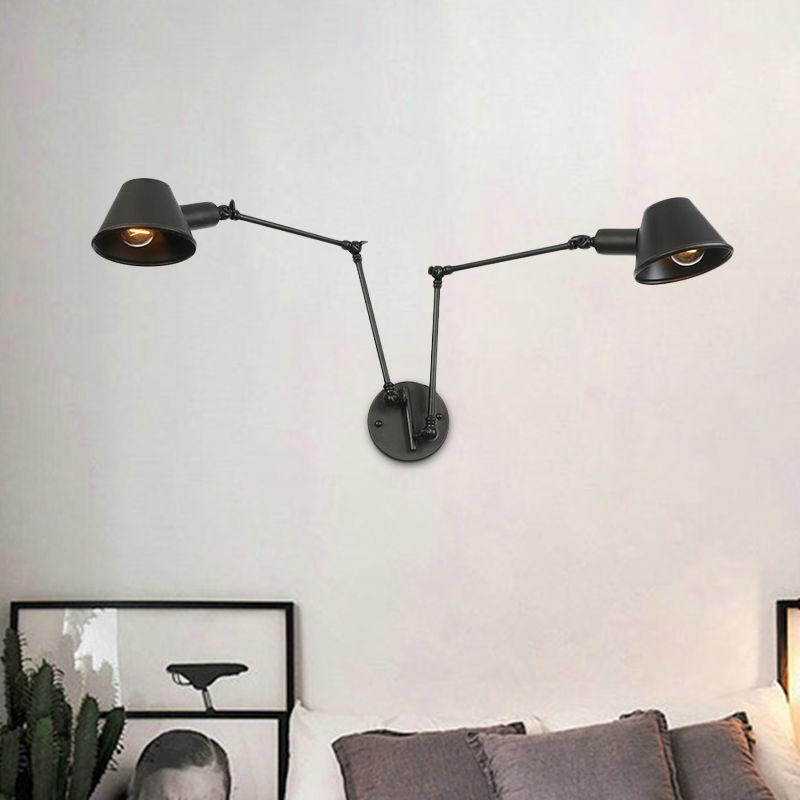 Epoch Vintage Adjustable Metal Wall Lamp, Black/Rust, Bedroom