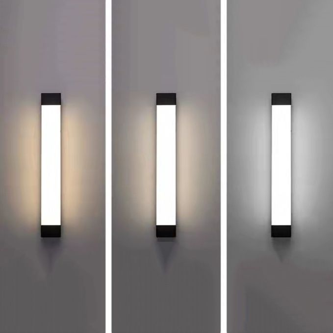 Ray Minimalist Linear Metal Outdoor Wall Lamp, Black