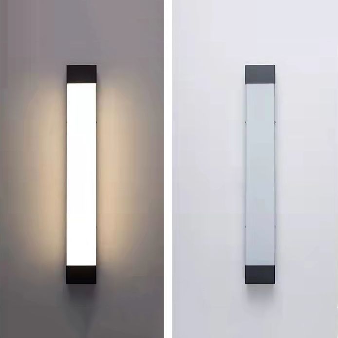 Ray Minimalist Linear Metal Outdoor Wall Lamp, Black