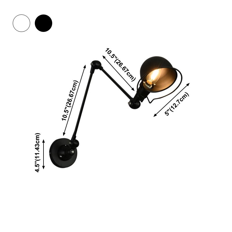 Epoch Wall Lamp Dome Modern, Metal Arm Adjustable, Black/White, Bedroom
