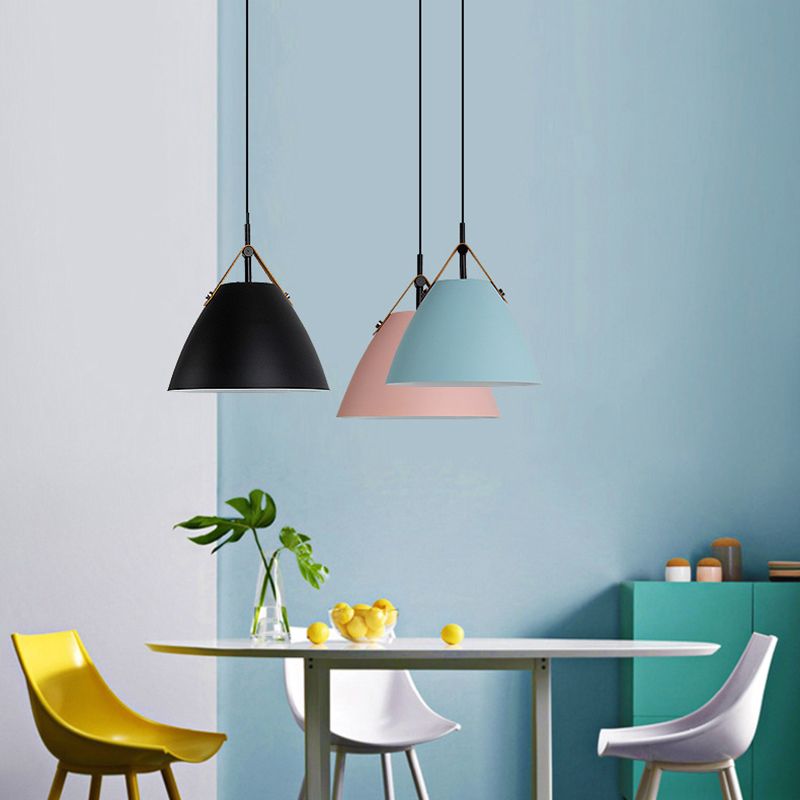 Valentina Modern Frisbee Shaped Metal Pendant Light, Black/White