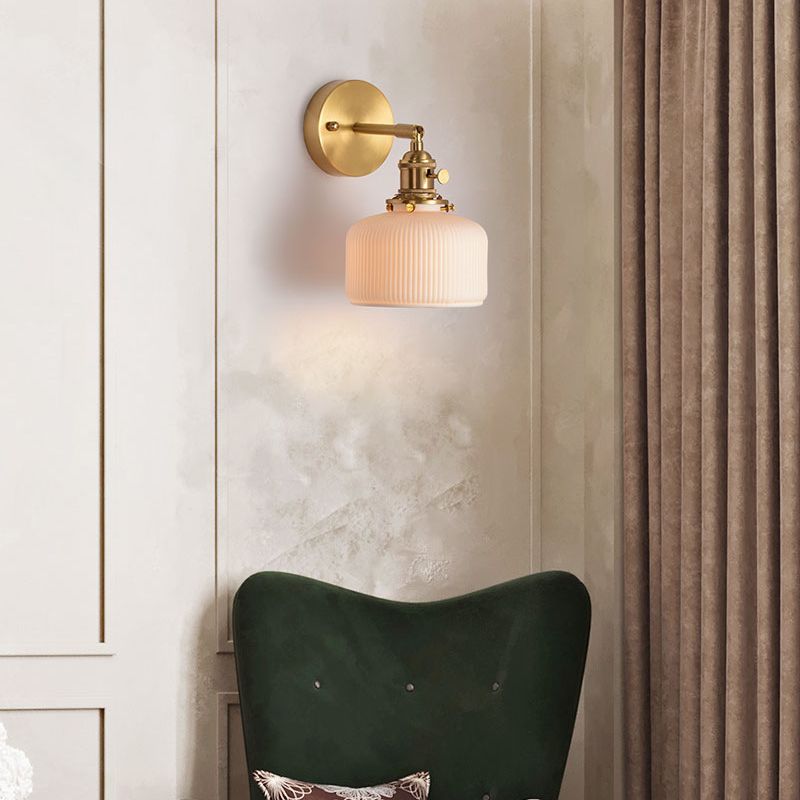 Arisha Vintage Column Ceramic Vanity Light, White, Bedroom