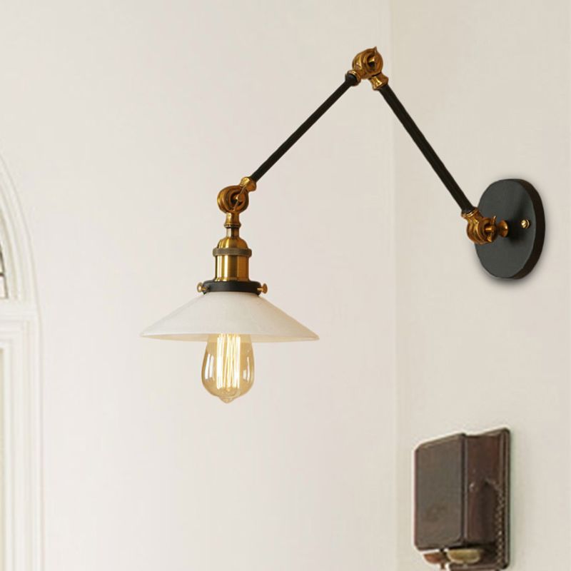 Silva Wall Lamp Retro Saucer Lampshade Metal Adjustable 2 Color, Bedroom