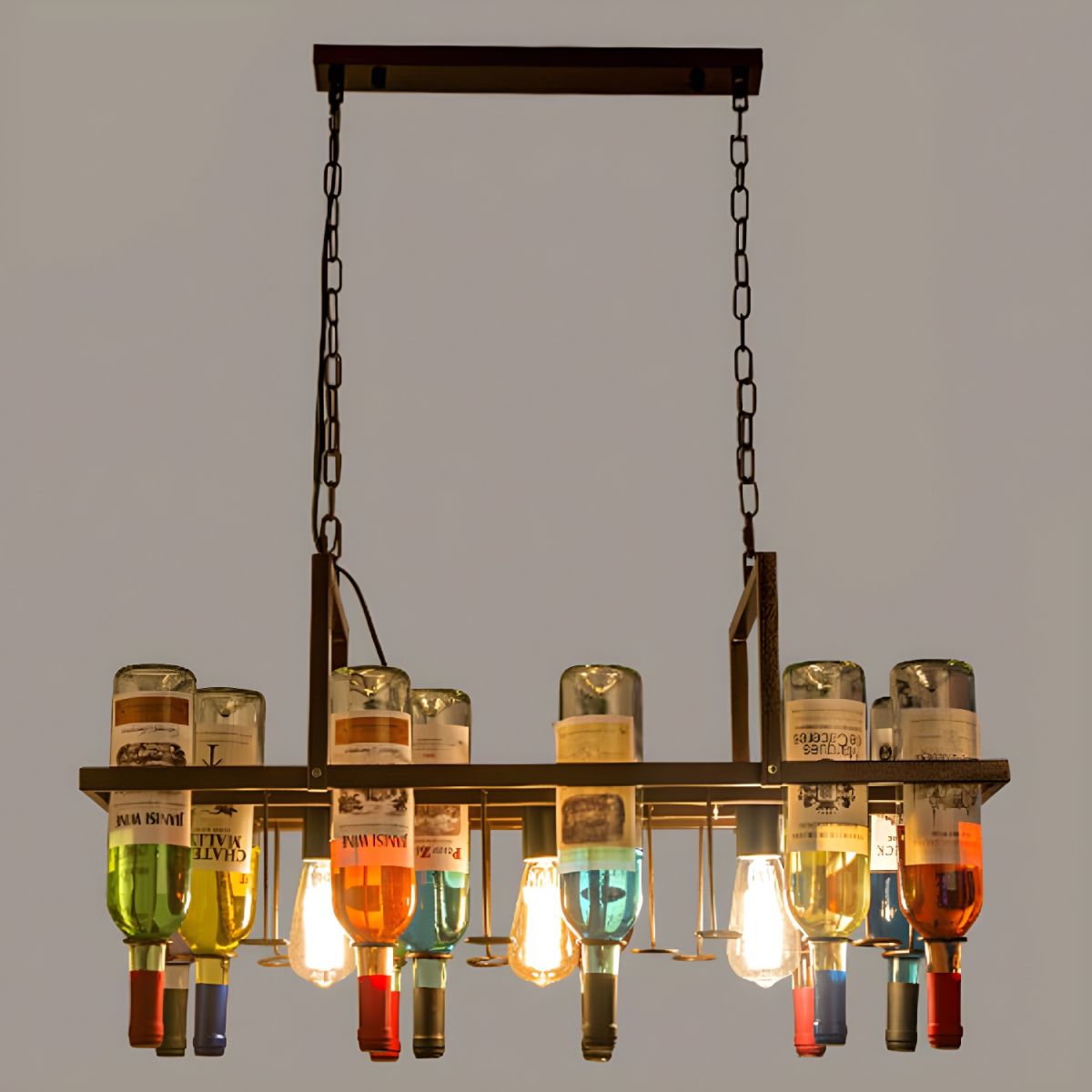 Austin Art-Deco Wine Bottle Glass Pendant Light Rust
