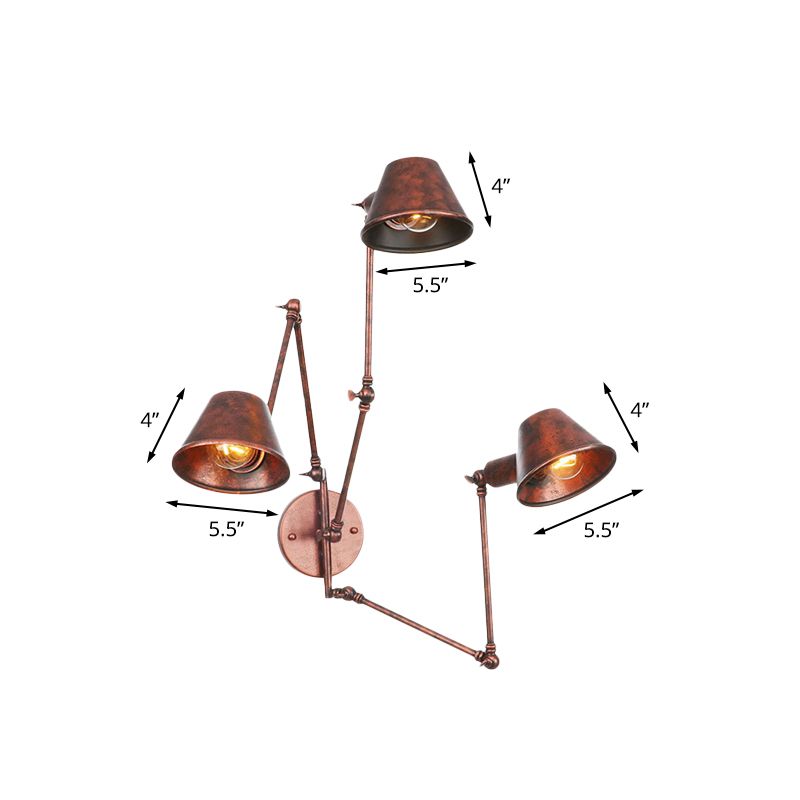 Epoch Vintage Adjustable Metal Wall Lamp, Black/Rust, Bedroom