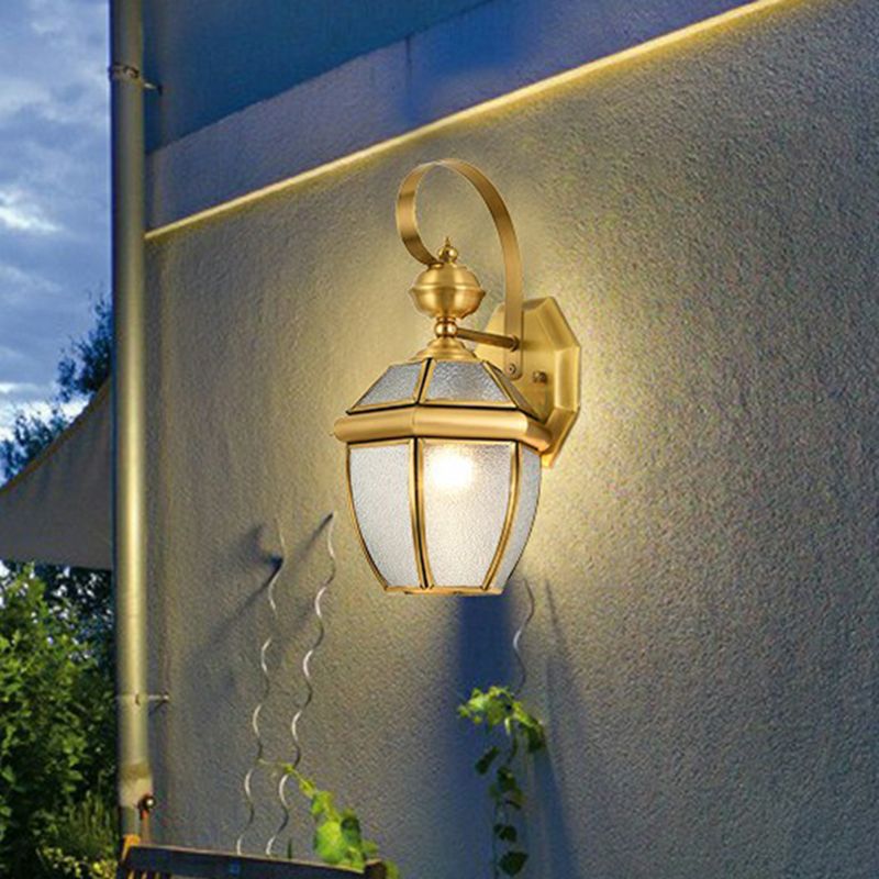 Ray Vintage Lantern Metal Outdoor Wall Lamp, Gold