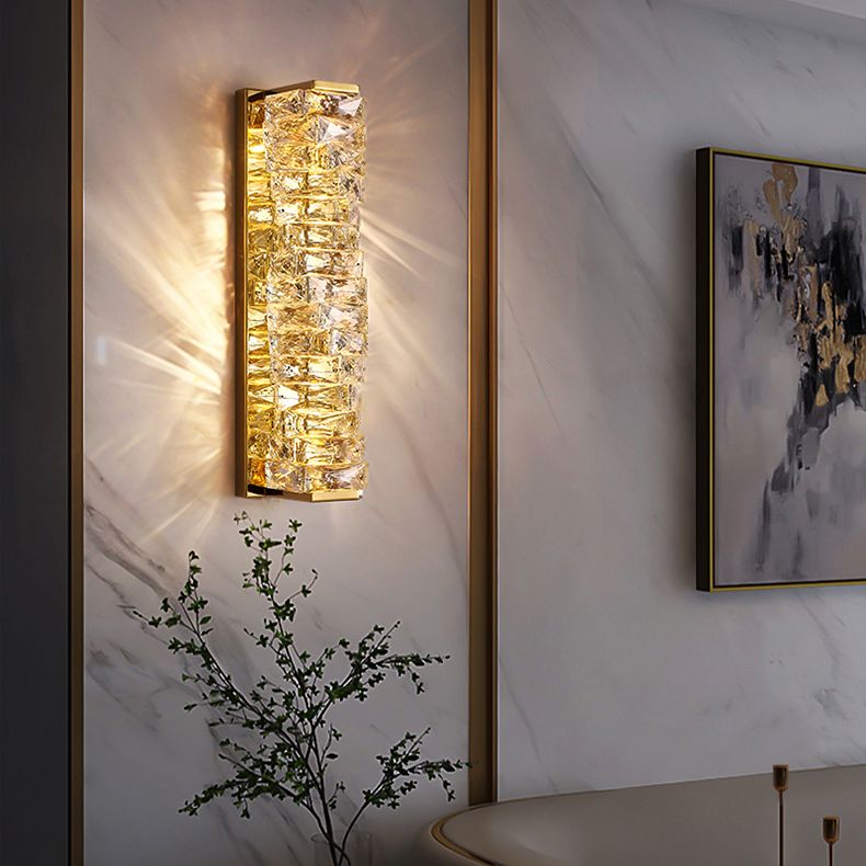 Kristy Modern Rectangular Vanity Metal Crystal LED Wall Lamp