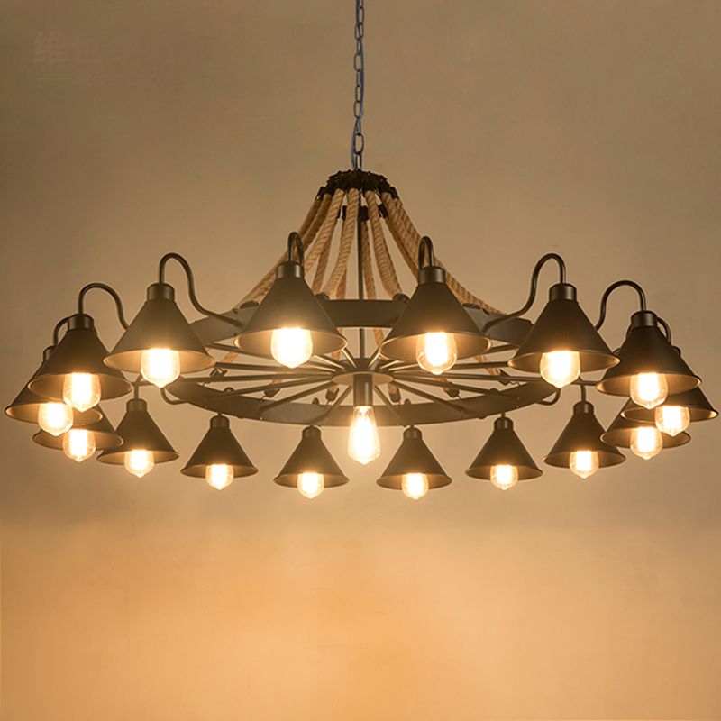 Epoch Vintage Industrial Rope Chandelier Living Room