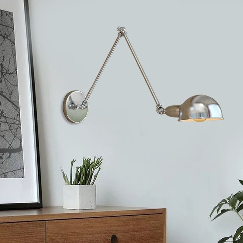 Epoch Wall Lamp Dome Minimalist, Adjustable Metal, Silver, Bedroom