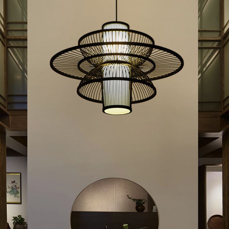 Muto Lotus-Shaped Rattan Pendant Light