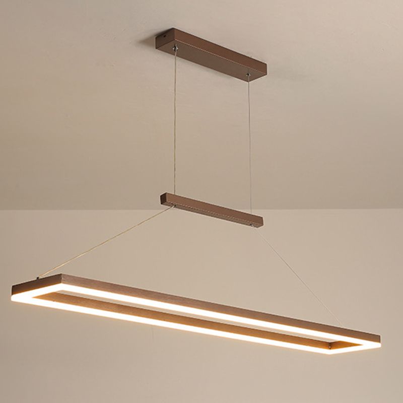Arisha Modern Rectangular Hanging Pendant Light, Gold/Coffee