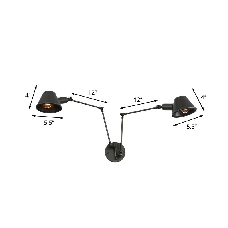 Epoch Vintage Adjustable Metal Wall Lamp, Black/Rust, Bedroom