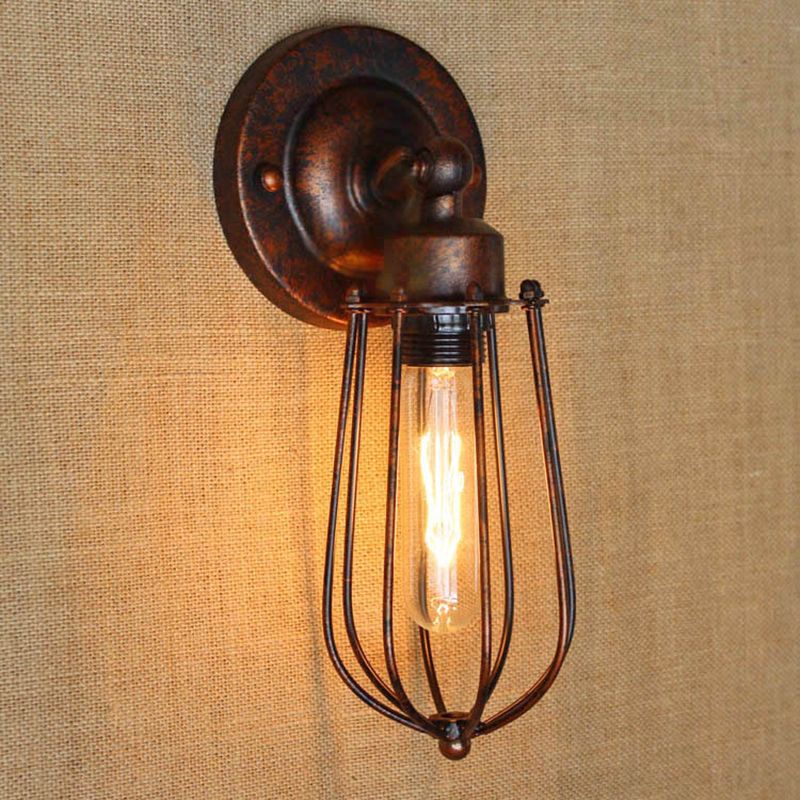 Silva Vintage Iron Wall Lamp, Black/Rust/Bronze/Gold/Silver