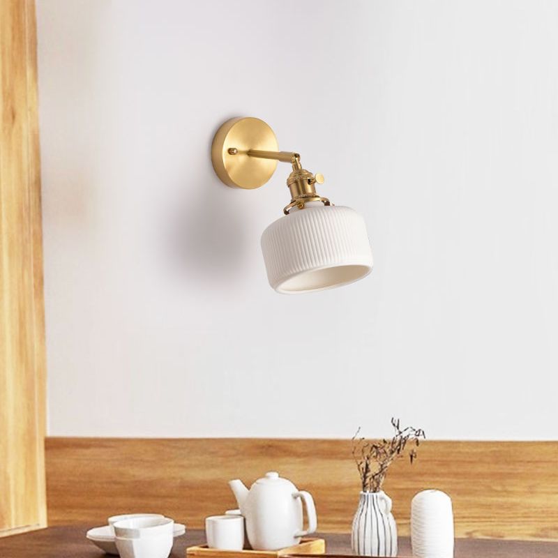 Arisha Vintage Column Ceramic Vanity Light, White, Bedroom