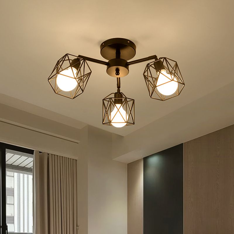 Arisha Black Semi-Flush Mount Ceiling Light