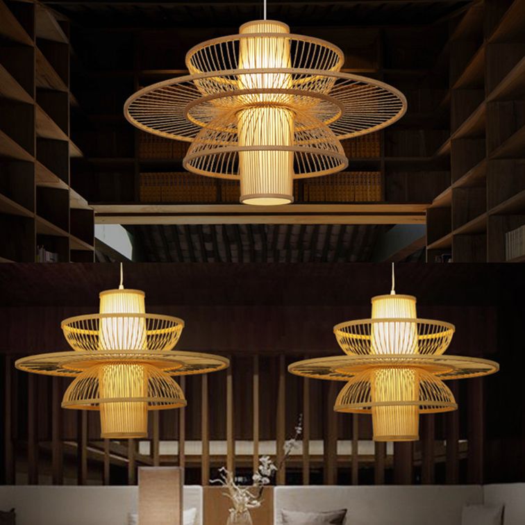 Muto Lotus-Shaped Rattan Pendant Light