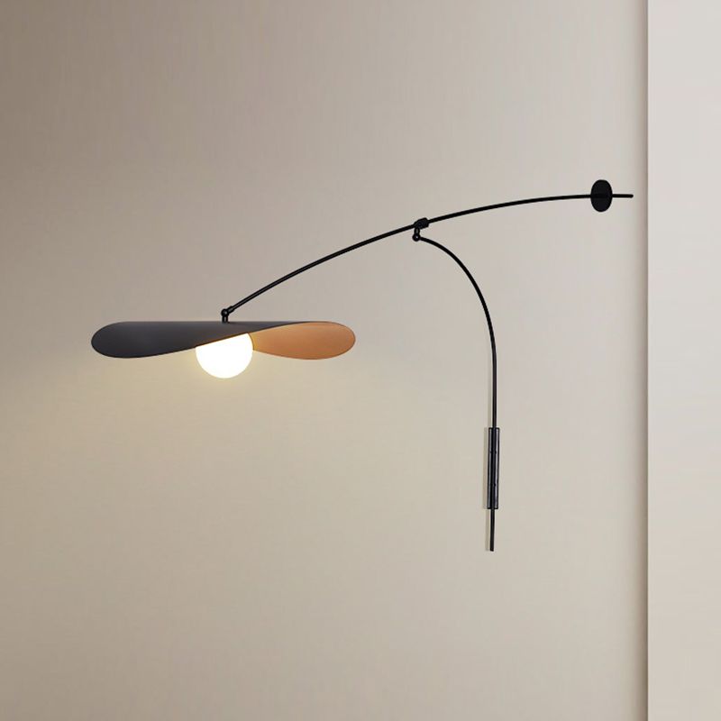 Arisha Arc Wall Lamp, Metal/Glass, Black/Gold, Bedroom