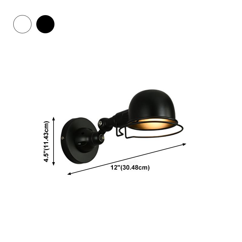 Epoch Wall Lamp Dome Modern, Metal Arm Adjustable, Black/White, Bedroom