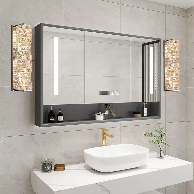 Kristy Modern Rectangular Vanity Metal Crystal LED Wall Lamp