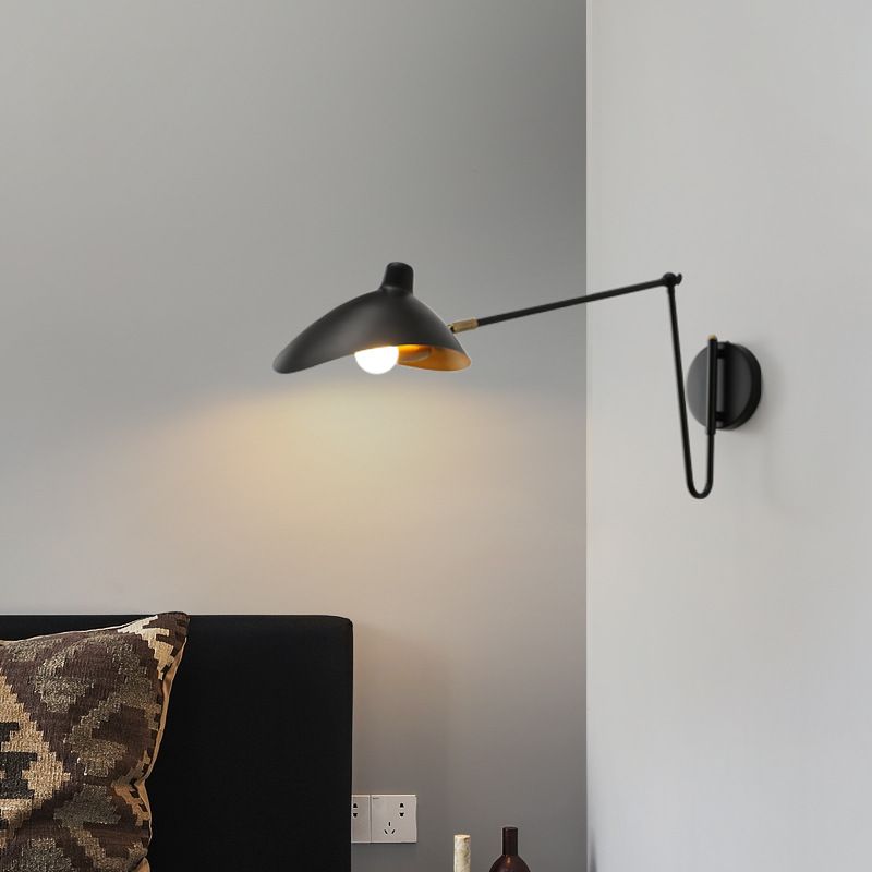 Epoch Industrial Swing Arm Vanity Wall Lamp, Black/Gold