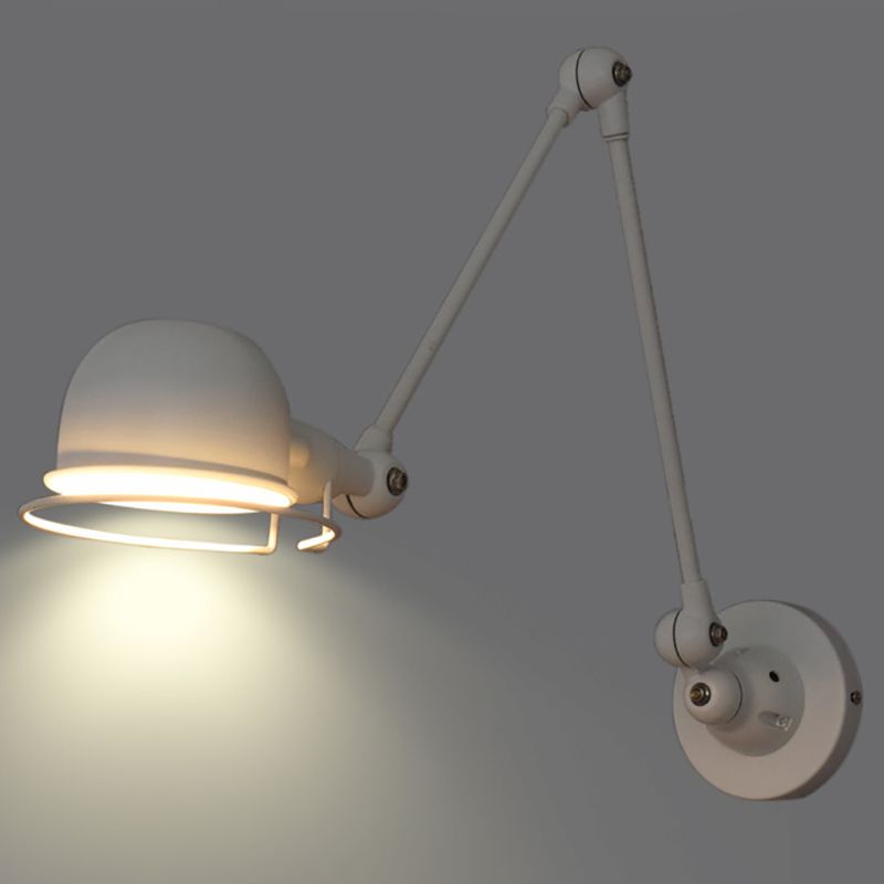 Epoch Wall Lamp Dome Modern, Metal Arm Adjustable, Black/White, Bedroom