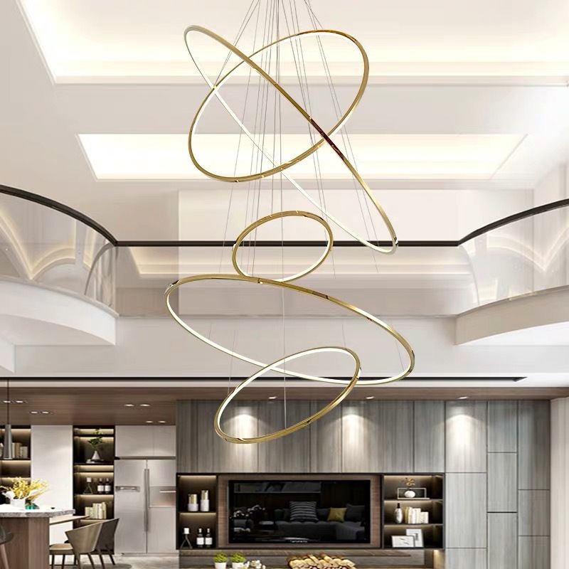 Arisha Minimalist Ring Metal Pendant Light, Gold, Living Room