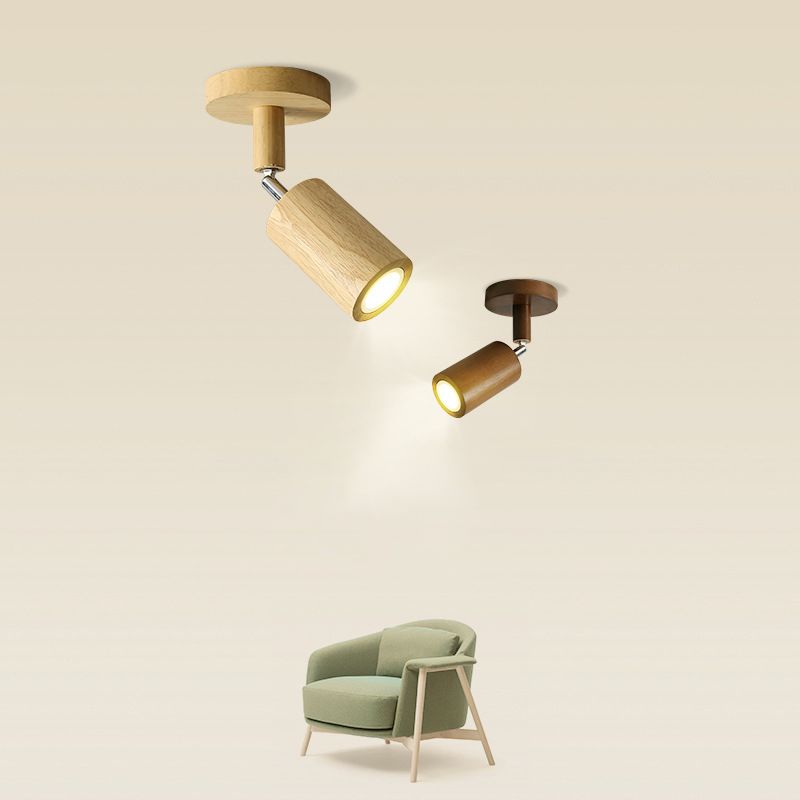 Muto Modern LED Adjustable Ceiling Spotlight, Wood
