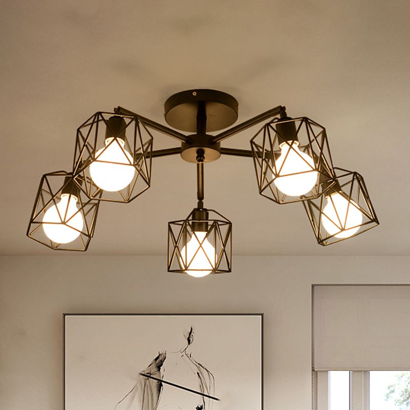 Arisha Black Semi-Flush Mount Ceiling Light